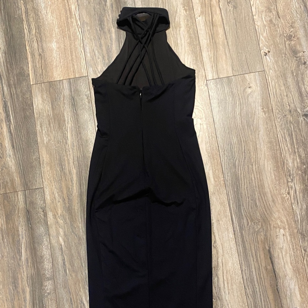 bebe Black Backless Halter Dress